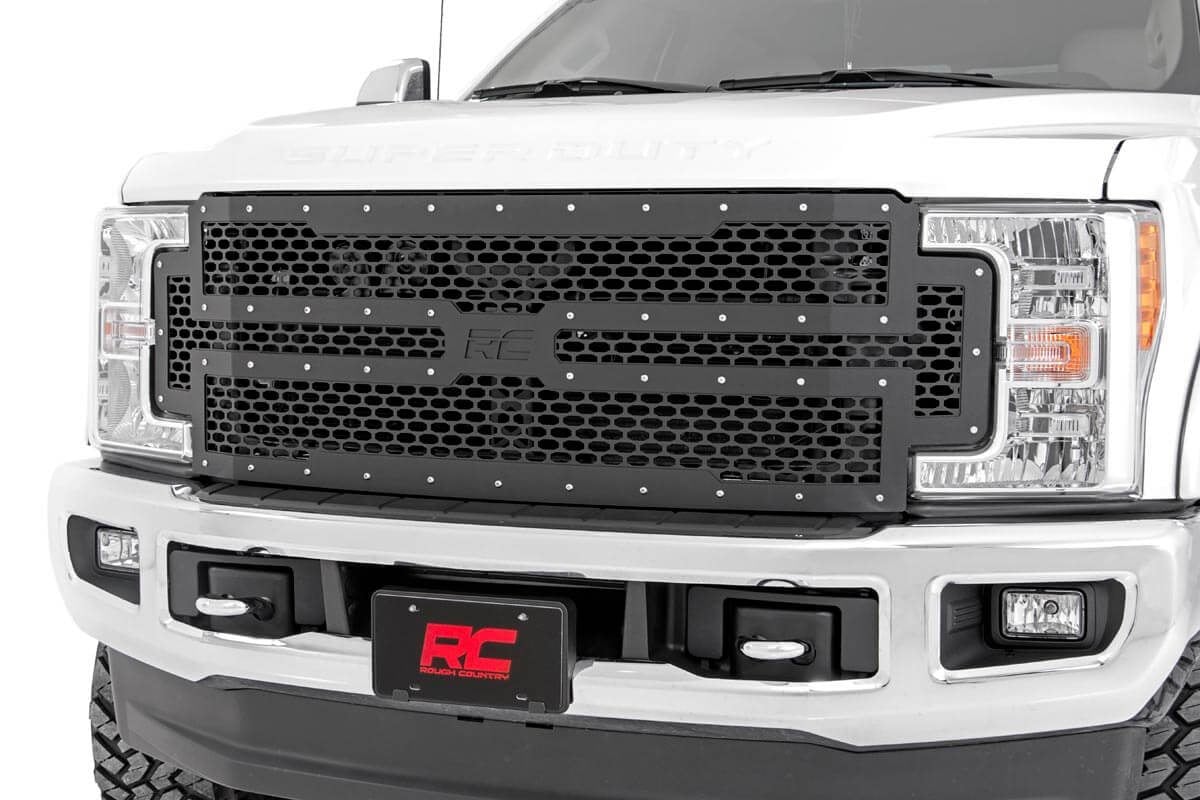 Ford F-350 Super Duty Mesh Grille - Rough Country - Rough Country - Black - '17-'19